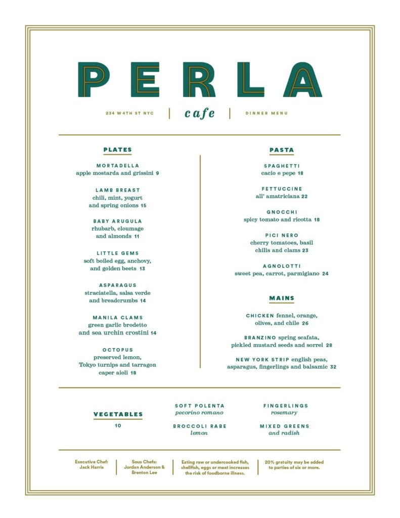Dinner Menu